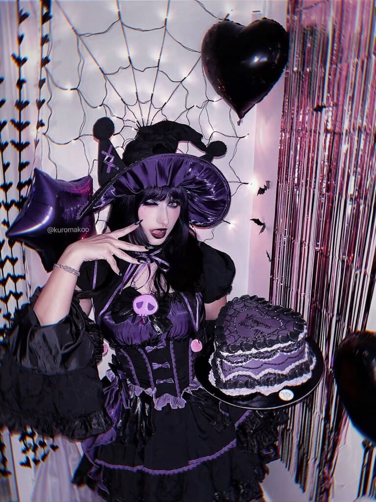 Gothic Purple Party Witch With Frills and Corset Detail