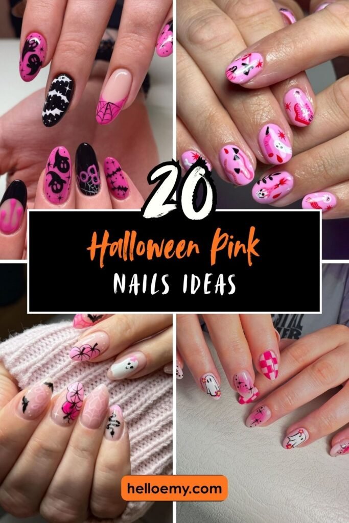 Halloween Pink Nails