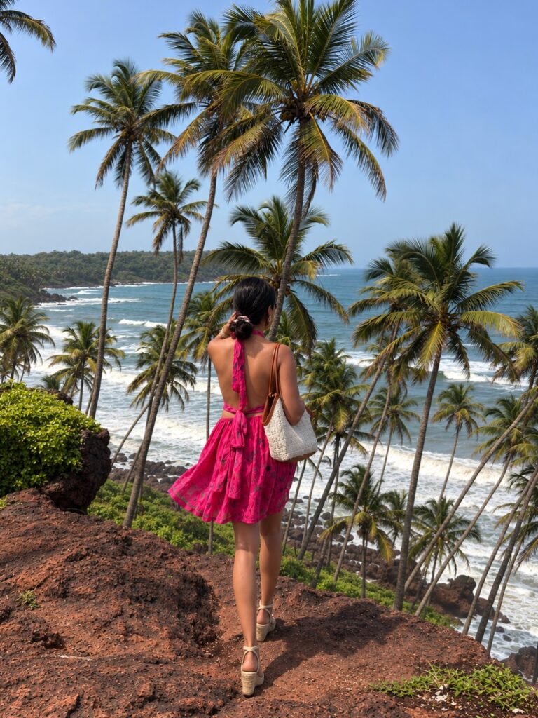Hot Pink Halter Mini Dress With Espadrille Wedges