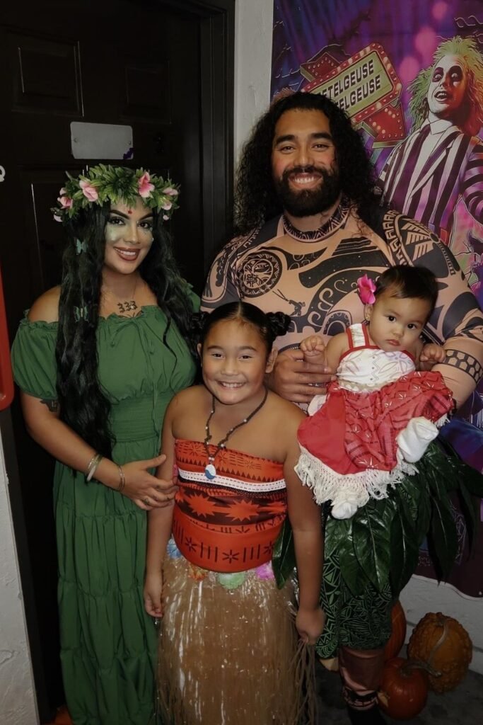 Island Adventure Family in Green, Red, and Raffia