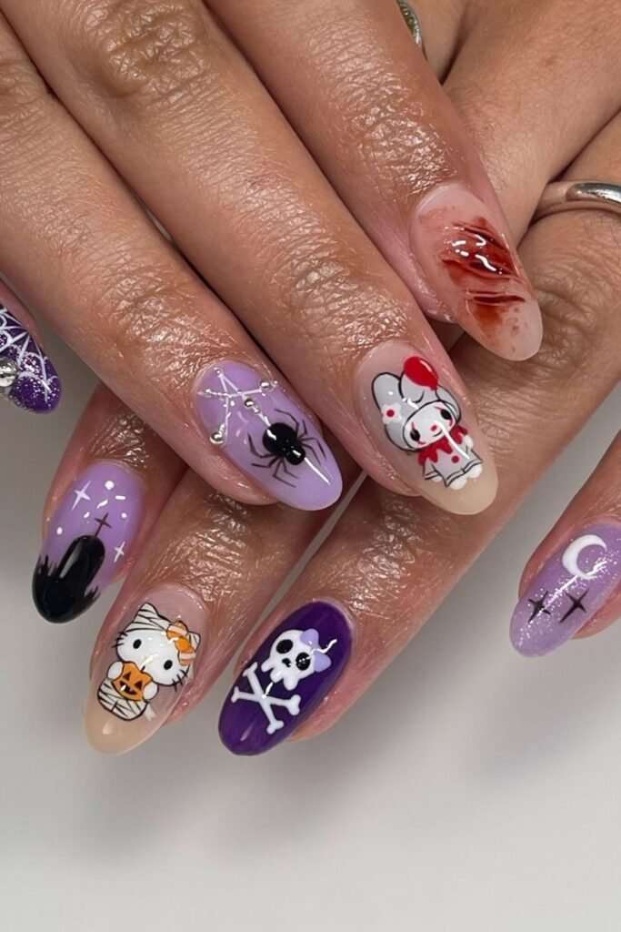 Lavender Creepy Cute Hello Kitty Hal