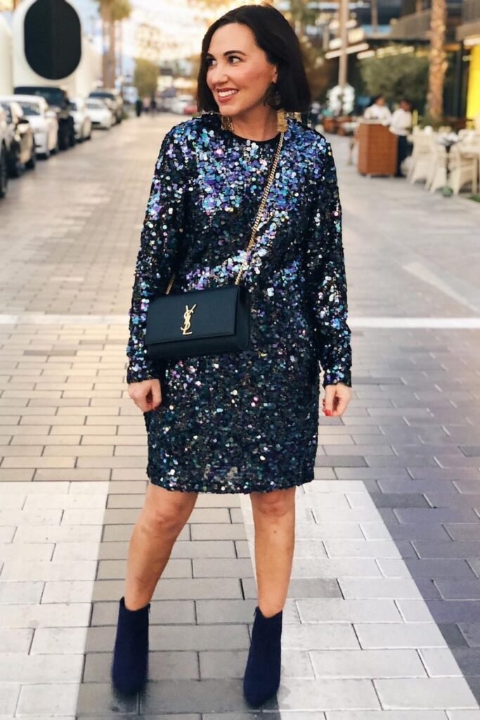 Simple Black Dress With Black Sock Boots