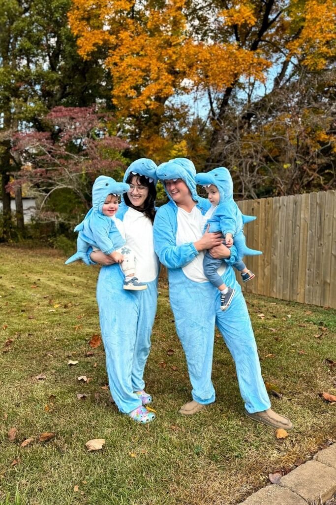Matching Blue Shark Family Onesies