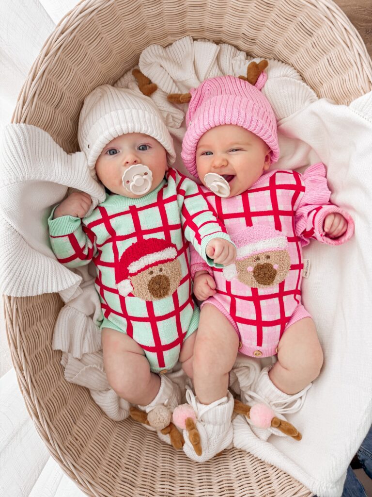 Matching Holiday Rompers for Twins or Cousin Photos