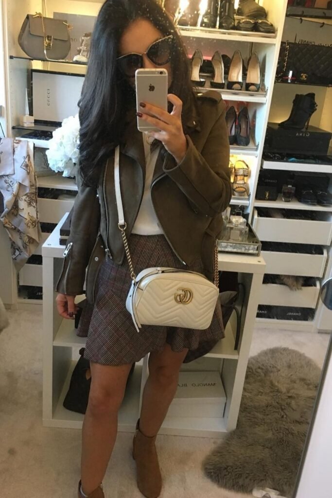 Moto Jacket With a Flippy Mini Skirt