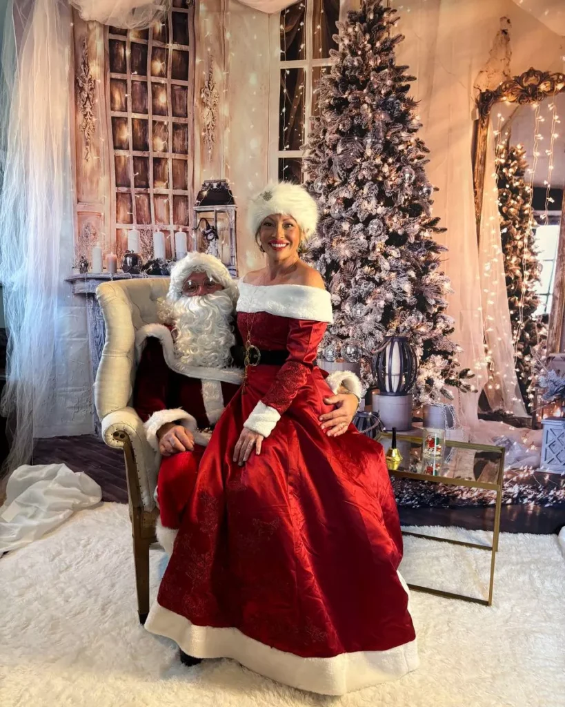 Mrs. Claus-Inspired Red Gown With White Faux Fur Trim