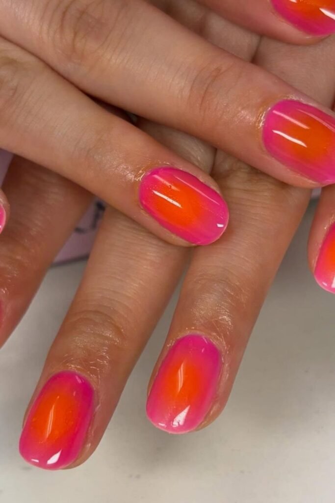 Neon Orange Center Inside a Hot Pink Frame