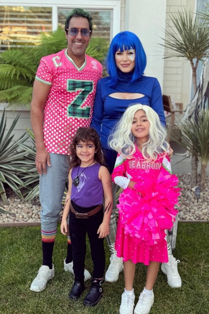 Neon Pop-School Family in Pink, Blue, and Purple