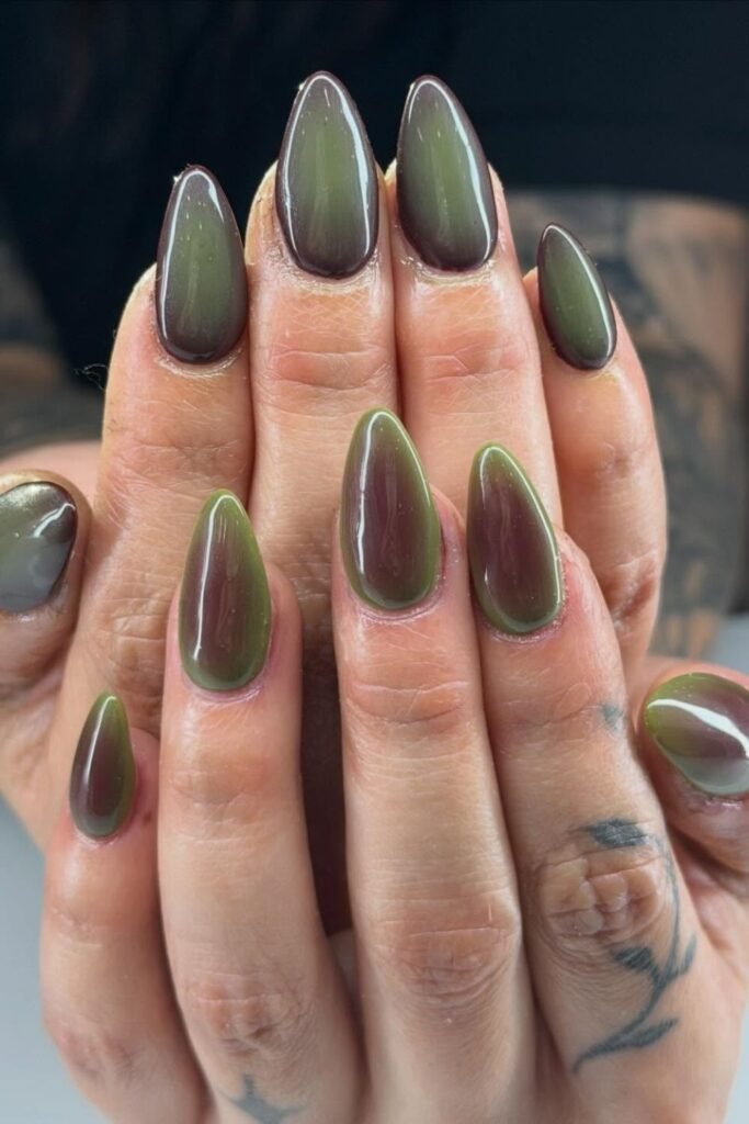 Olive Green Blurred Into Plum Brown