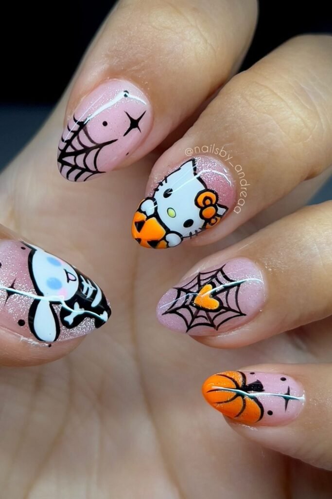 Pink Glitter Hello Kitty and Kuromi 