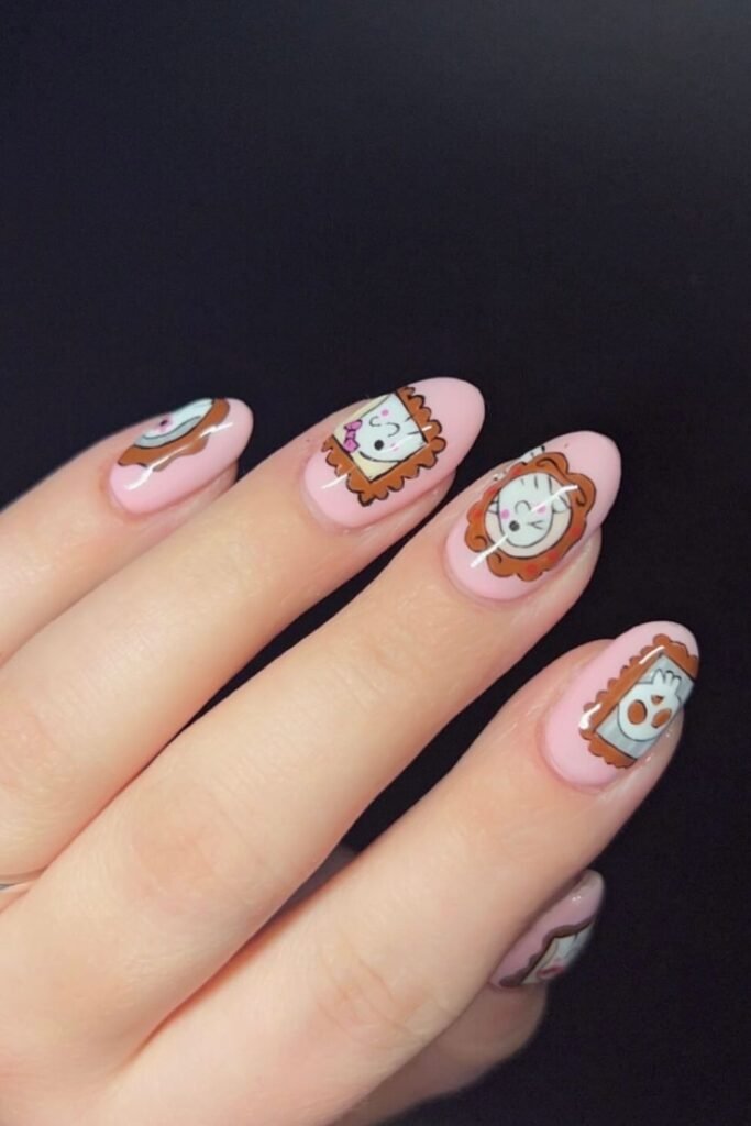 Pink Haunted Portrait Nails