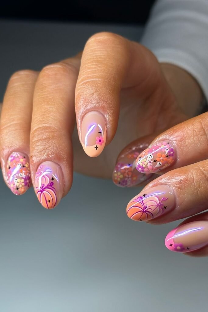 Pink Pumpkin Florals for a Girly Halloween Twist