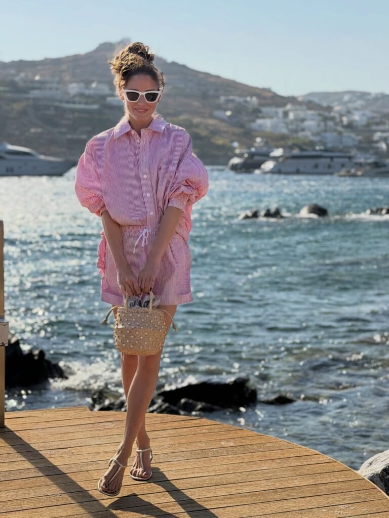 Pink Striped Shirt With Matching Drawstring Shorts
