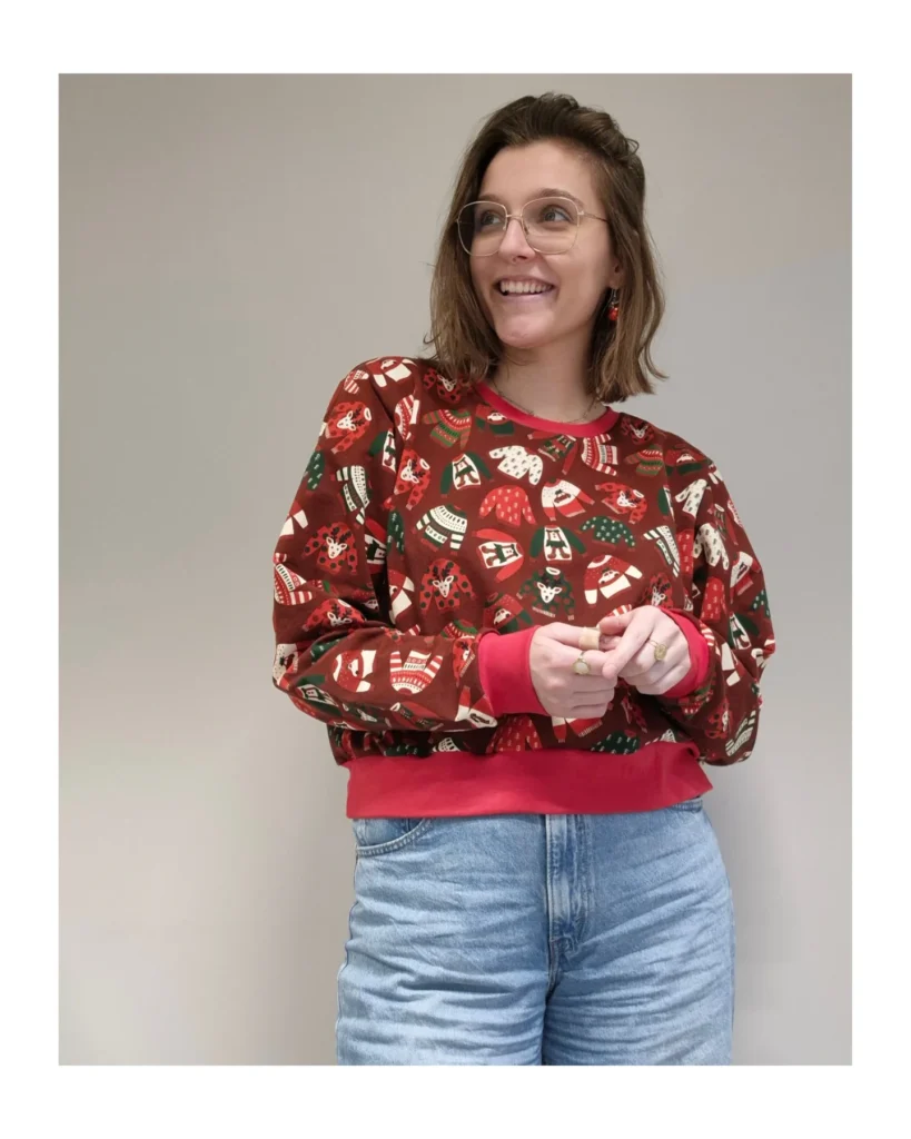 Printed Christmas Sweatshirt With Light Wash Jeans