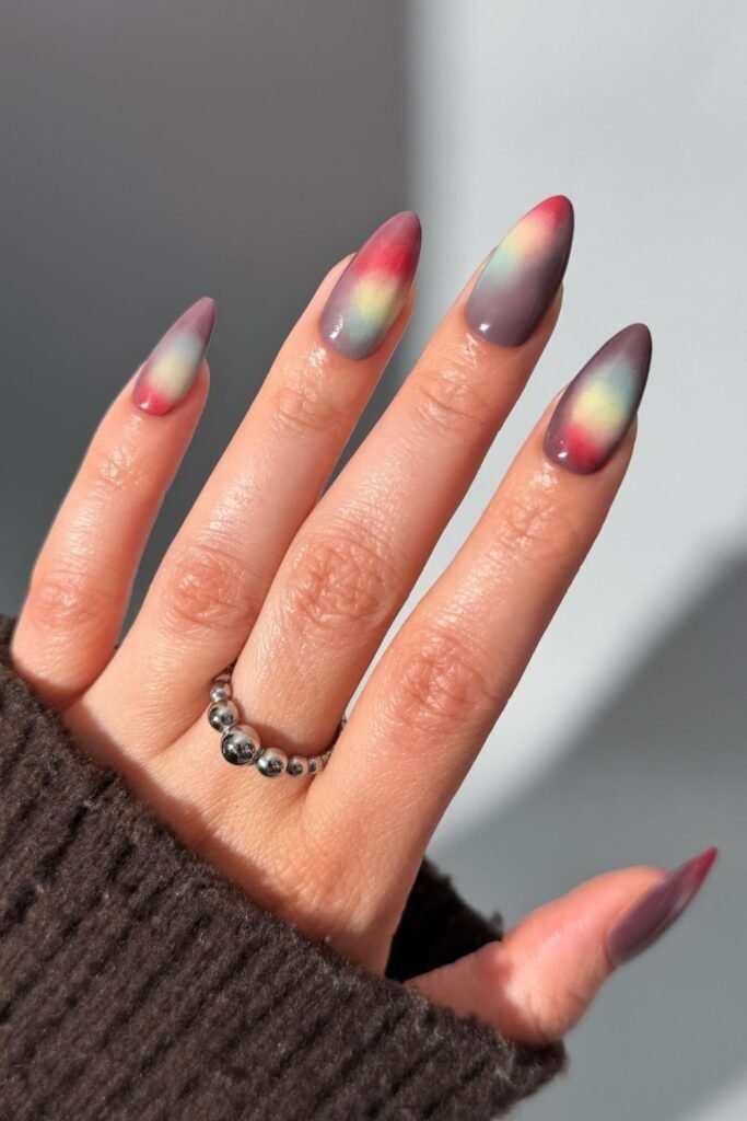 Prism Aura With Yellow, Green and Red on Mauve