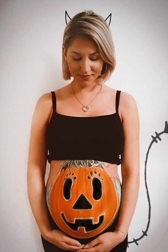 Pumpkin Belly Costume With Cat Ears