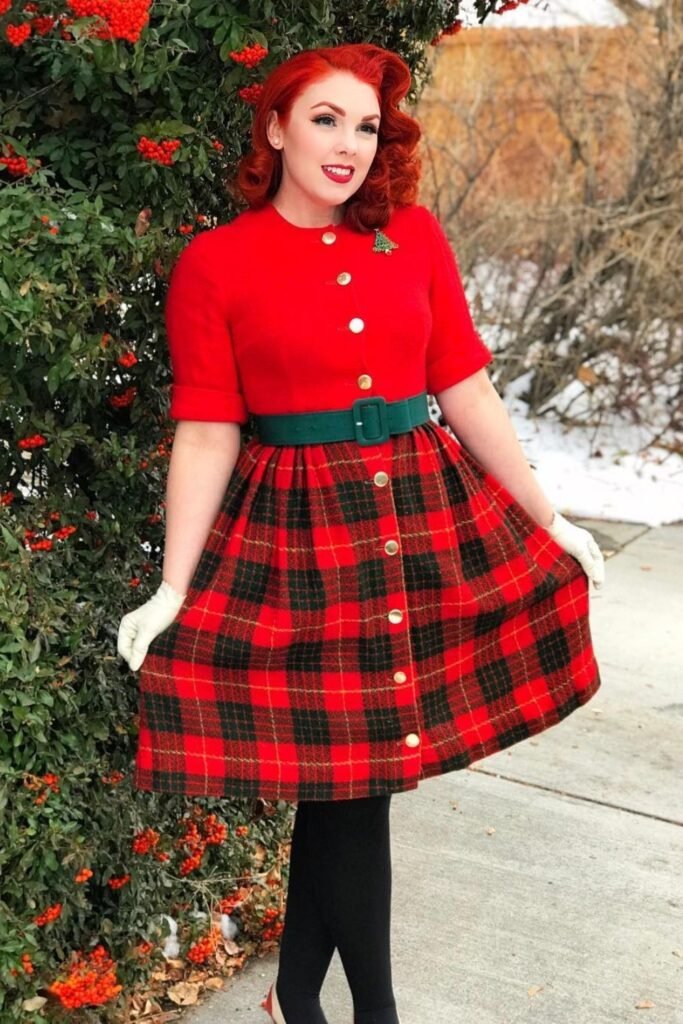 Red Plaid Dress That Leans Fully Into Christmas
