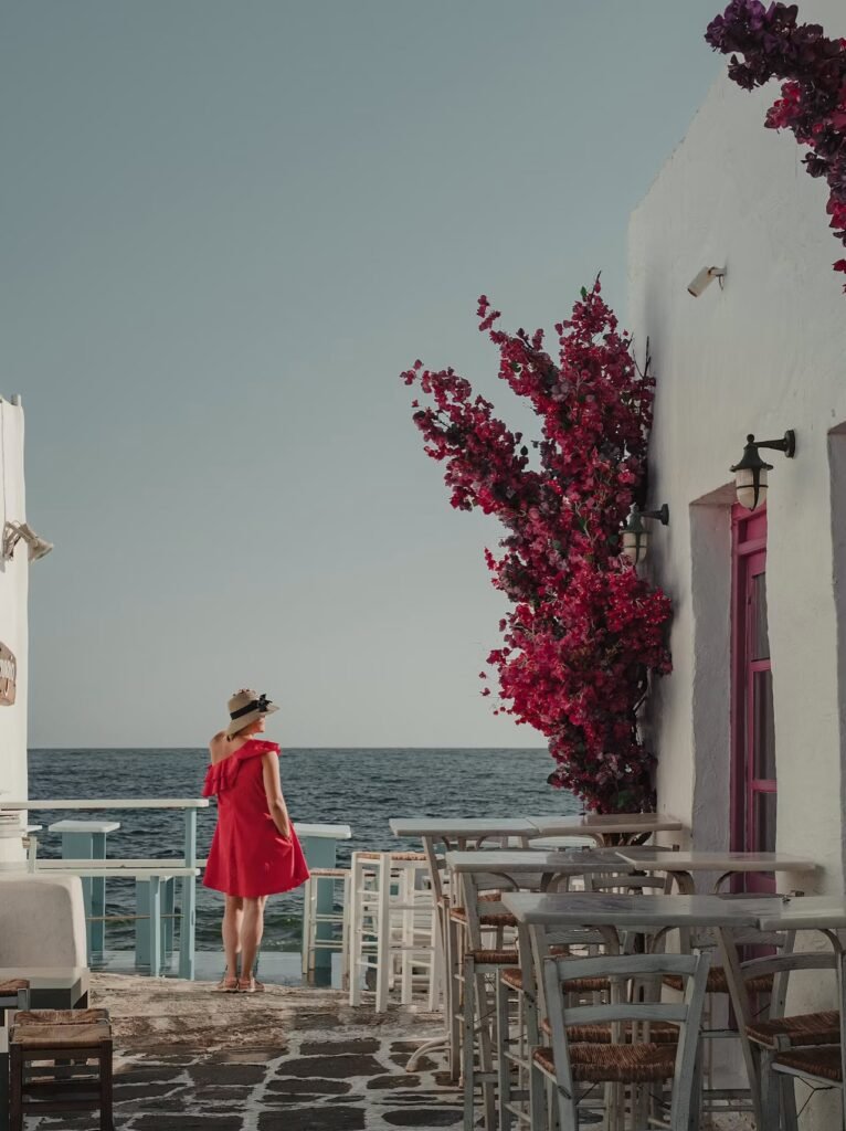 Red Ruffle Mini Dress for a Seaside Dinner