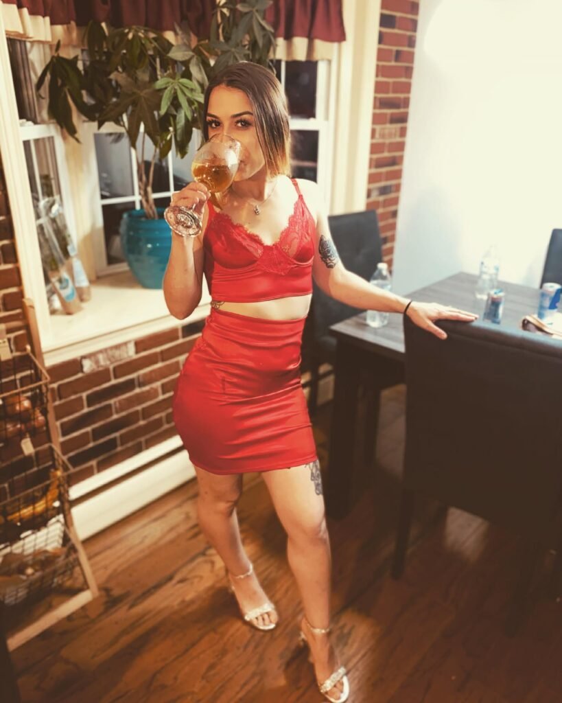 Red Satin Two-Piece for Christmas Drinks