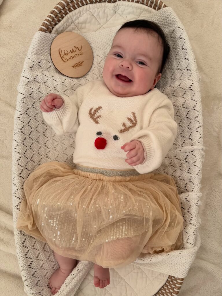 Reindeer Knit and Gold Tulle for a Softer Holiday Look