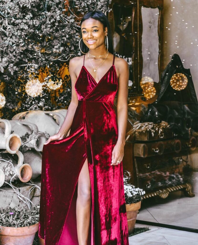 Ruby Velvet Maxi Dress for Christmas Eve Dinner