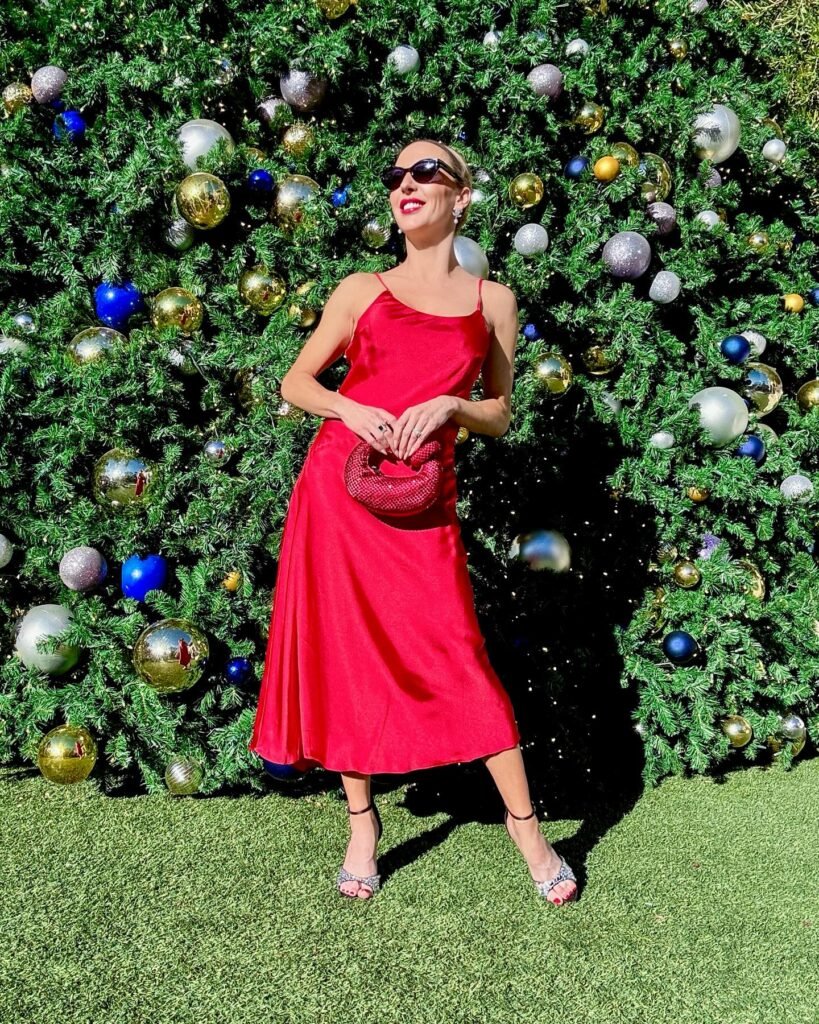 Satin Slip Dress for a Sleek Christmas Party Look