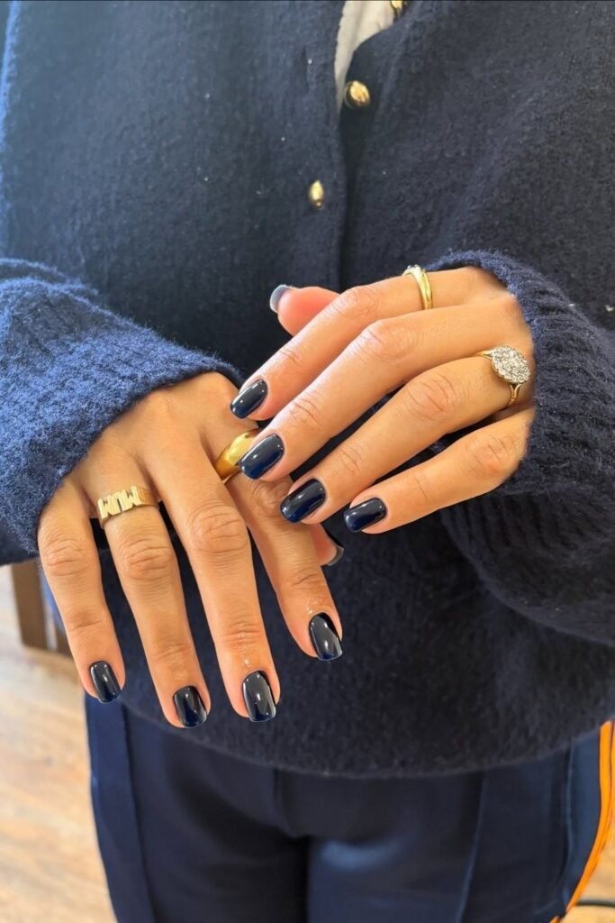 Short Navy Squares for Full Sweater Weather