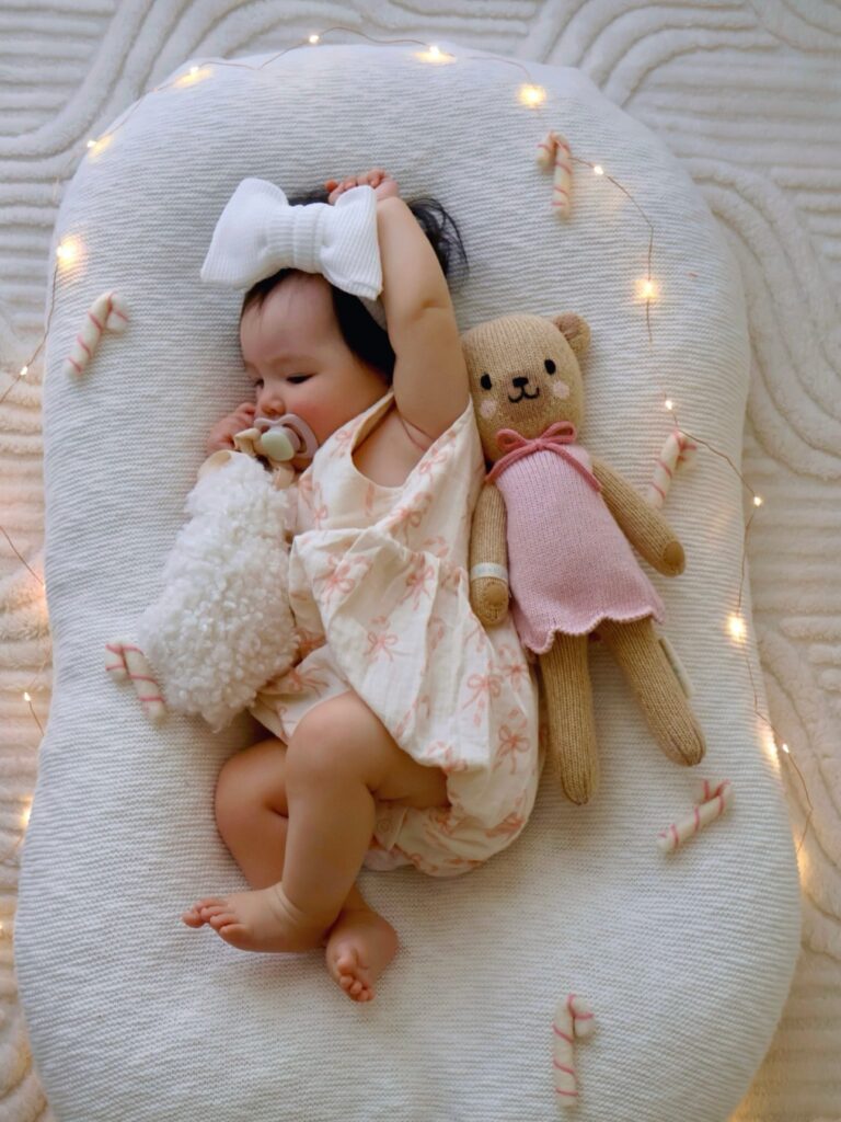Soft Pink Bow Print for a Quiet Christmas Morning