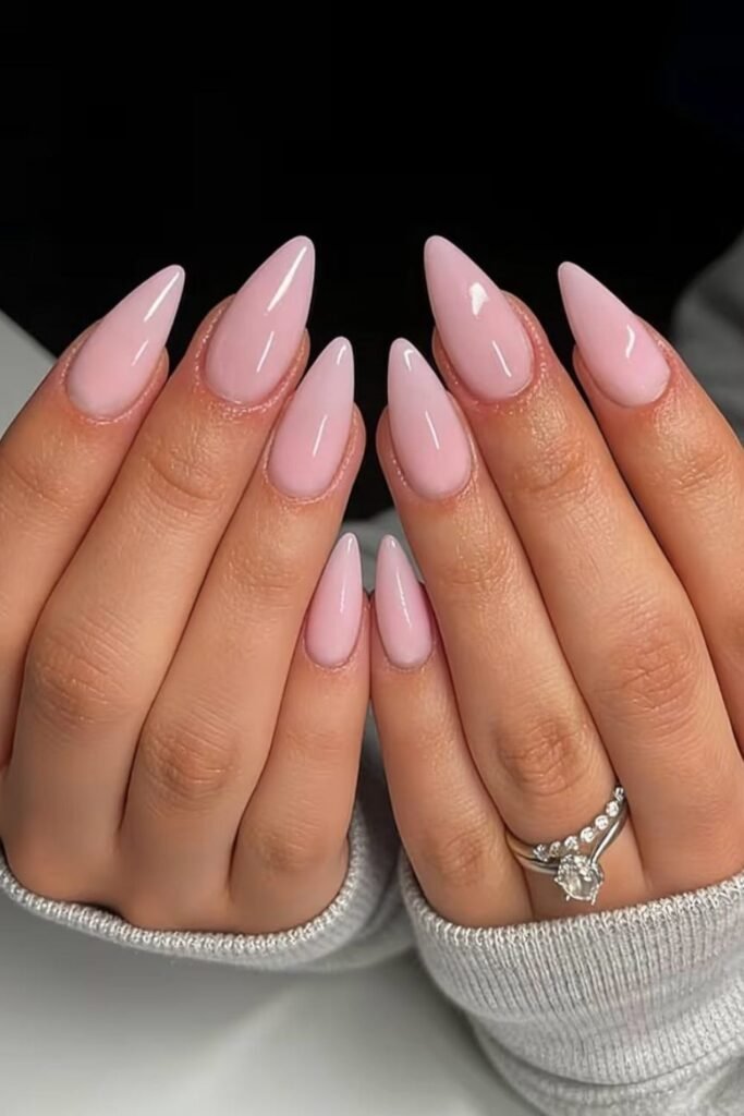 Tapered Stiletto Nails in Soft Ballet Pink