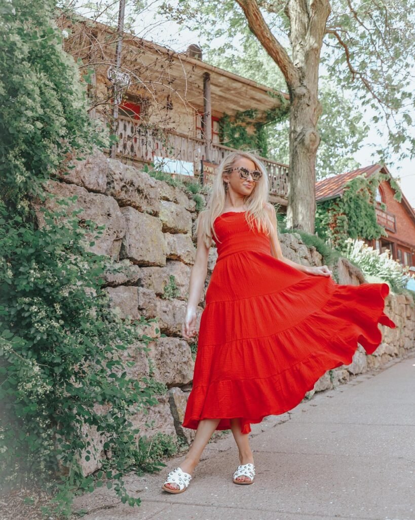 Tiered Red Midi That Feels Playful but Still Festive