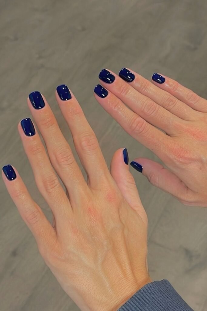 Very Short Navy Squares, Grown Out and Filed Down