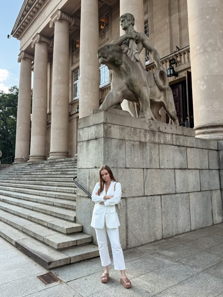 White Blazer With Cropped Straight-Leg Trousers
