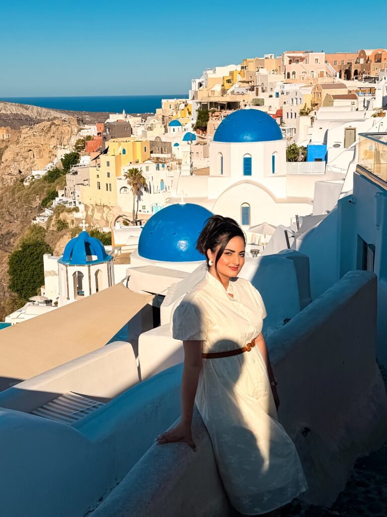 White Puff Sleeve Midi Dress With a Slim Belt