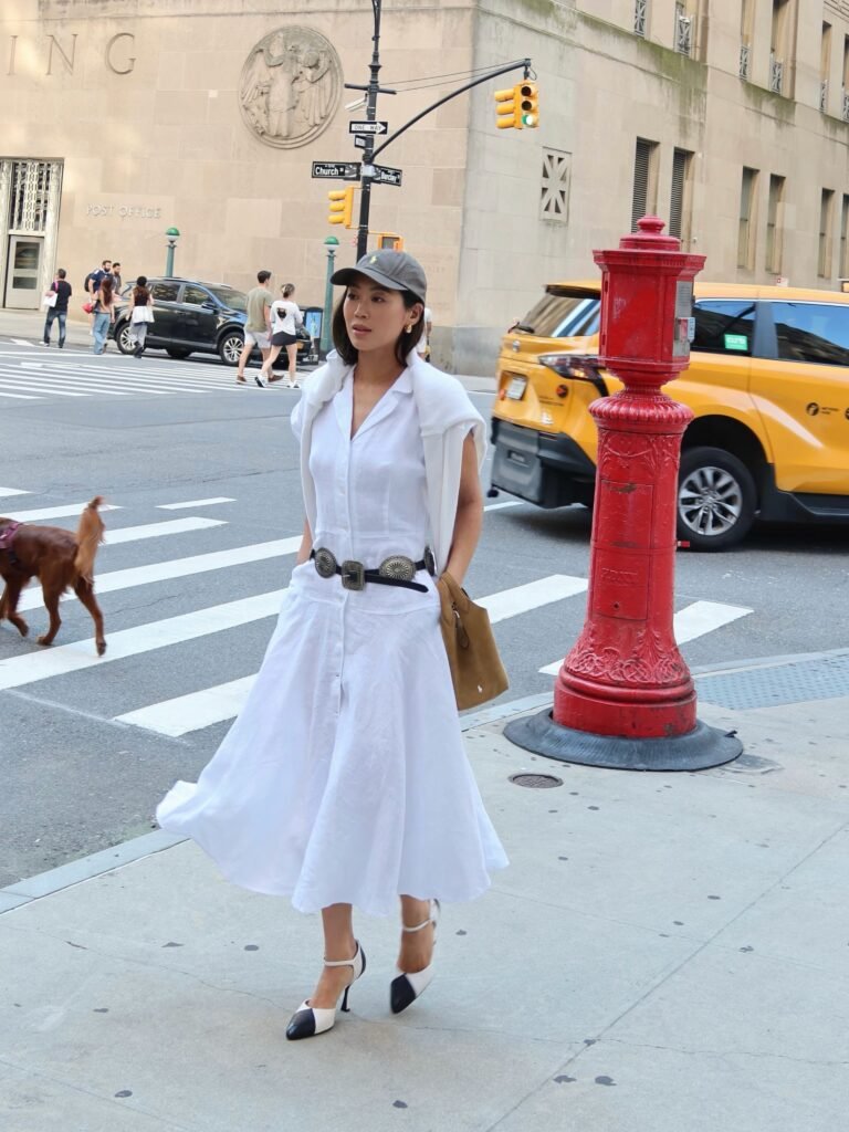 White Shirt Dress With a Sporty City Twist