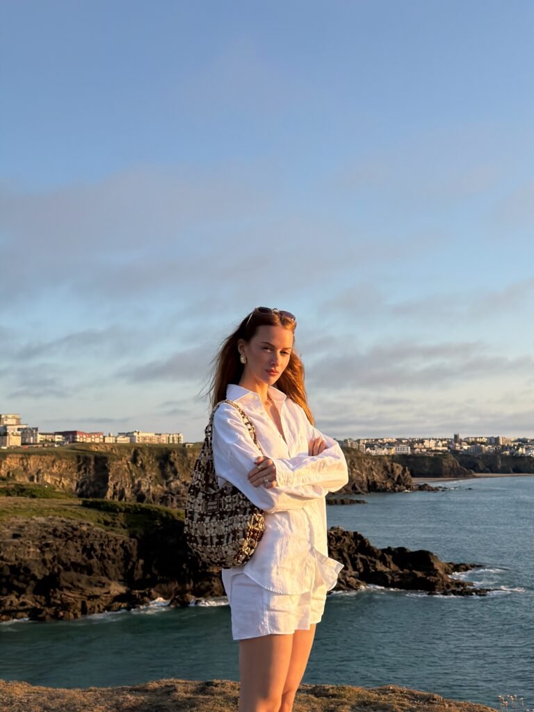 White Shirt and Shorts Set for a Coastal Evening