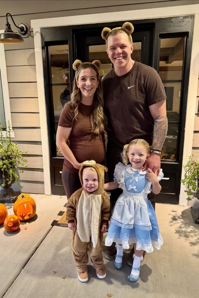 Woodland Bear Family With a Blue Storybook Dress