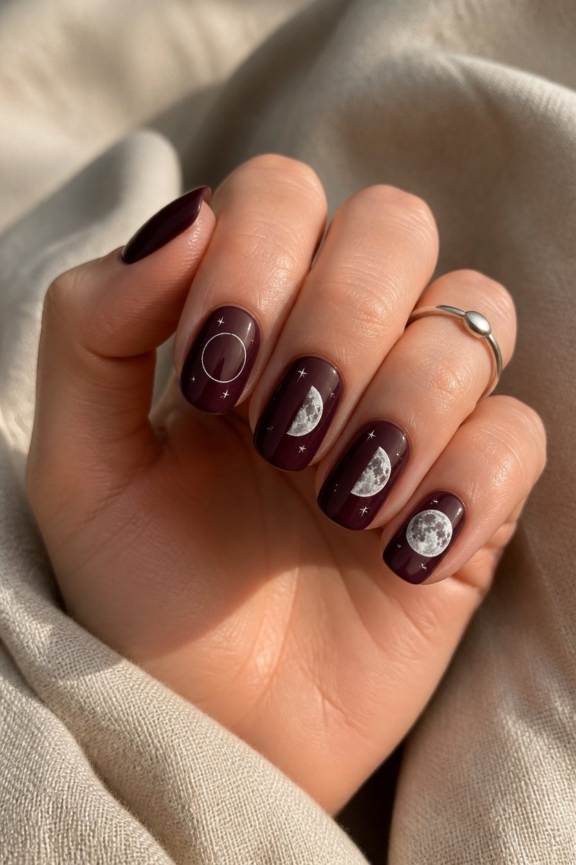celestial autumn nail art