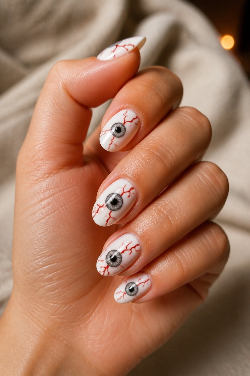 creepy eyeball nail art