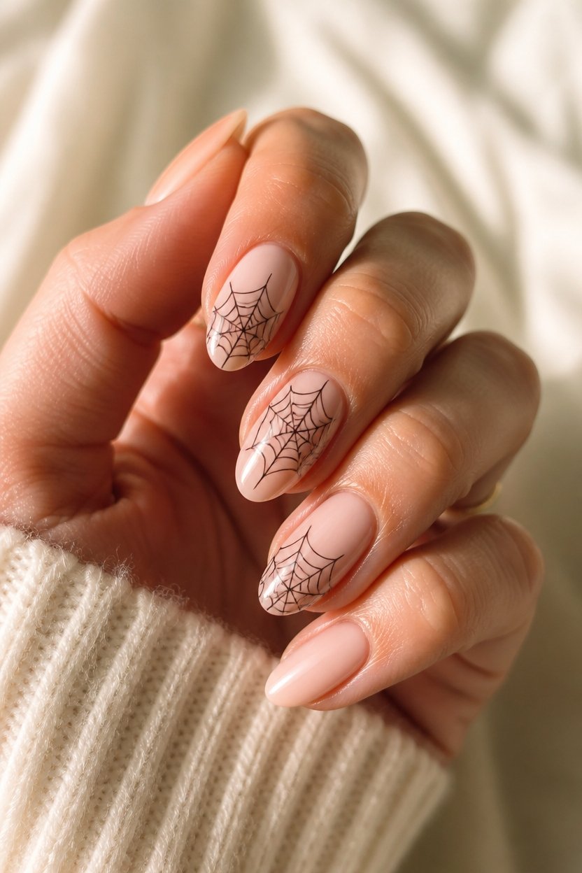 delicate spider web nails