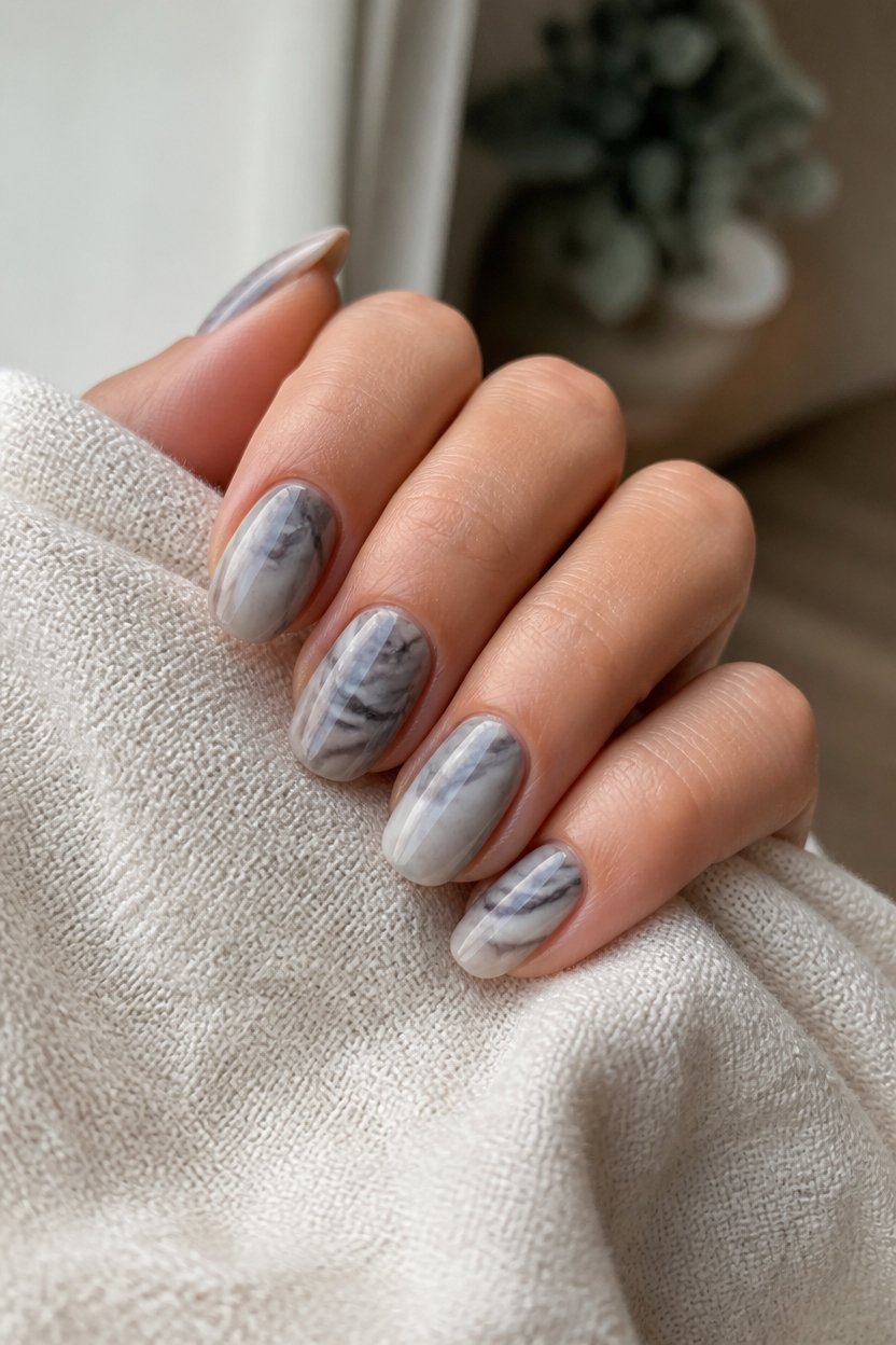 elegant gray marble nails