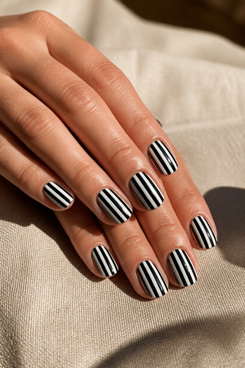 elegant halloween striped nails