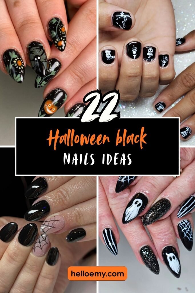 halloween black nails (2)