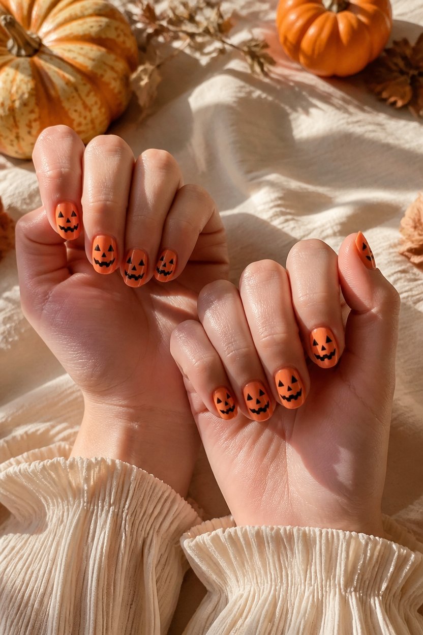 haunted pumpkin nail art