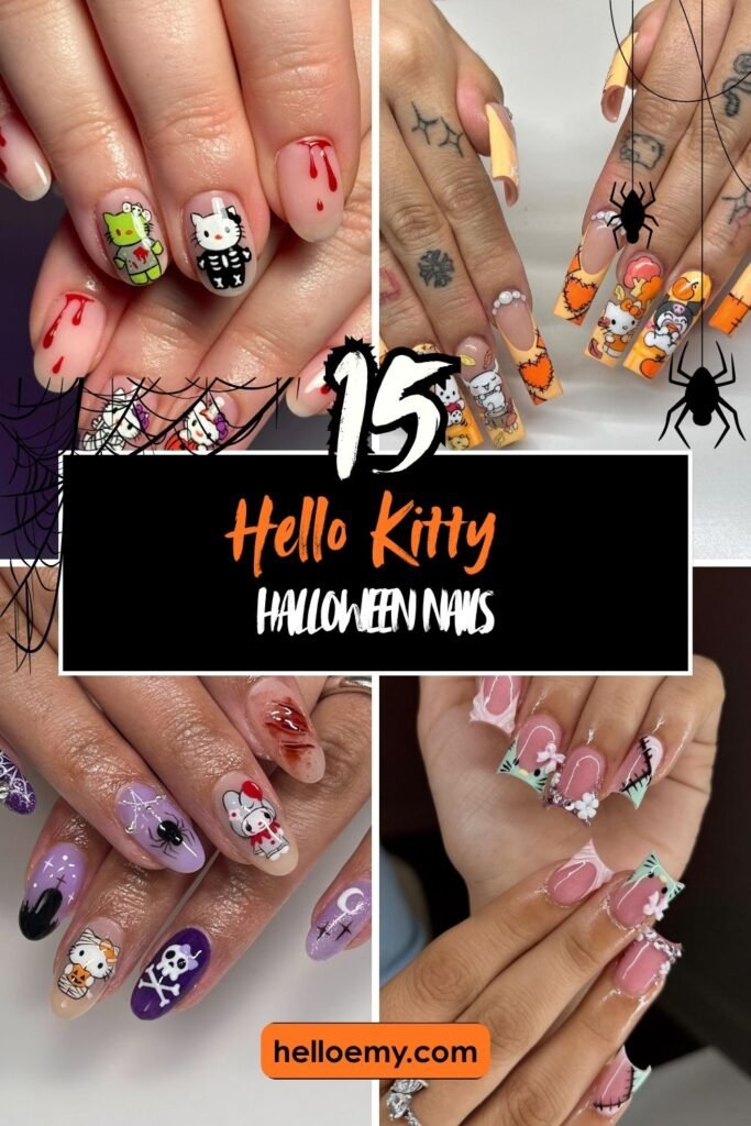 hello kitty halloween nails