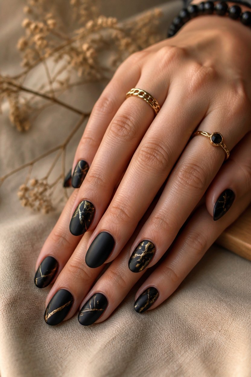 matte black gold elegance