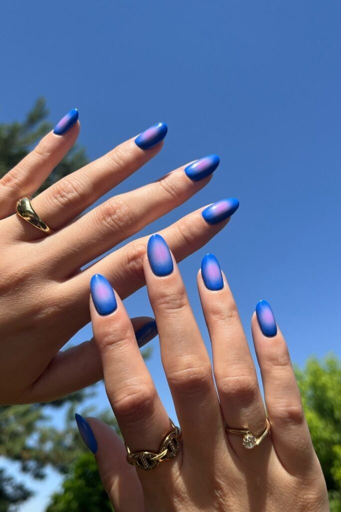 Cobalt Blue With a Soft Pink Glow