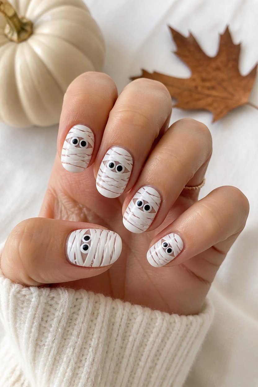 playful mummy nail design