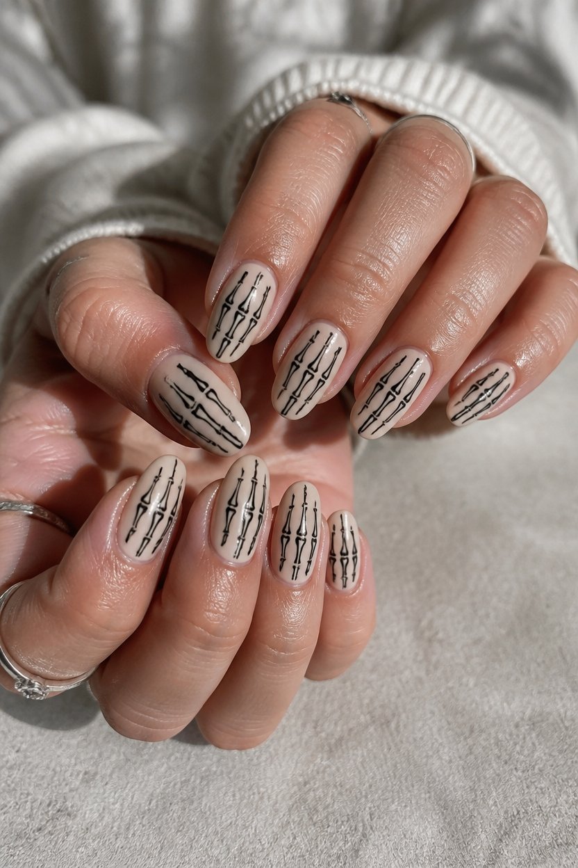 skeleton finger nail art