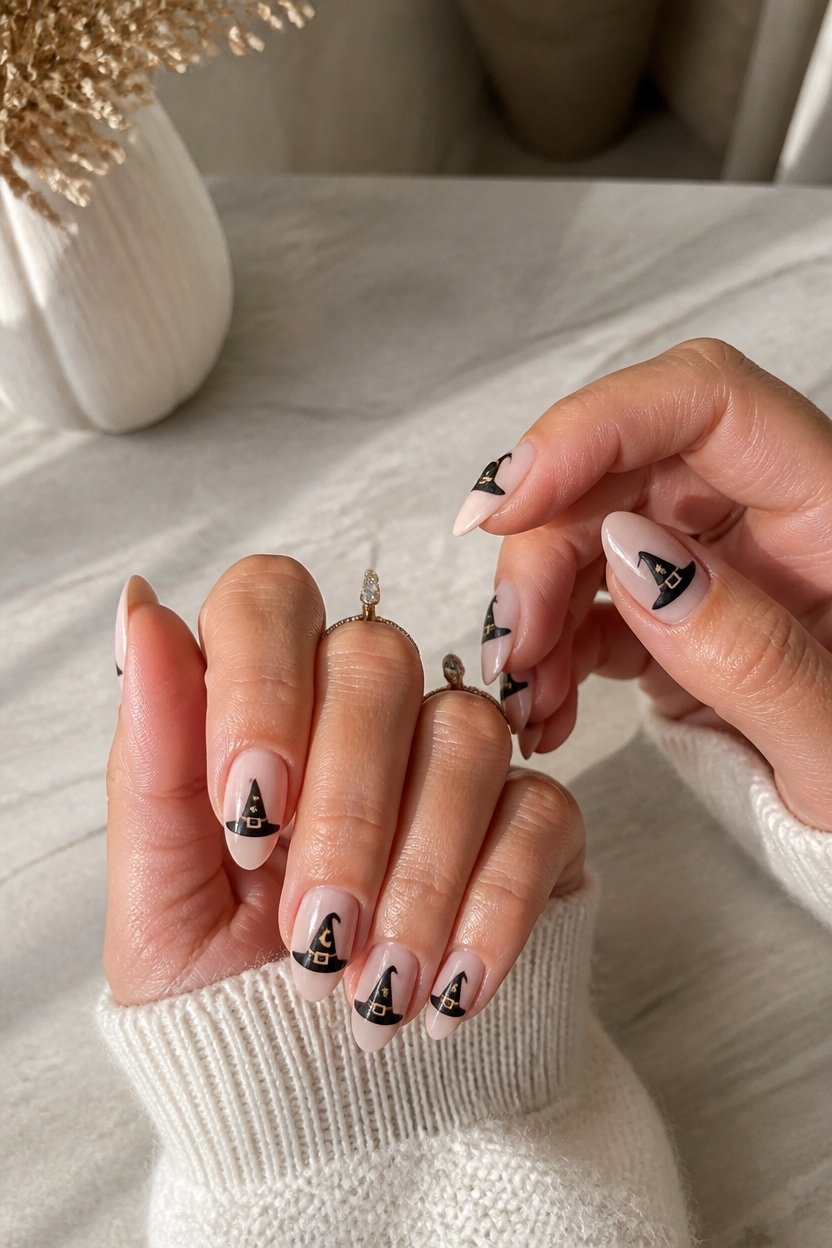 witch hat halloween manicure