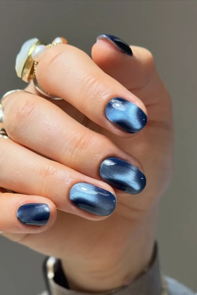 Midnight Blue Velvet Nails for the Countdown
